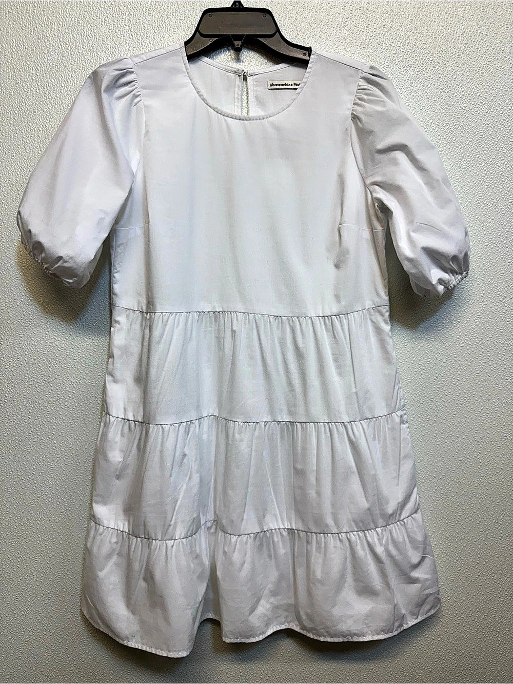 Abercrombie & Fitch Mini Tiered Puff Sleeve Dress in White Size XS (E-70)